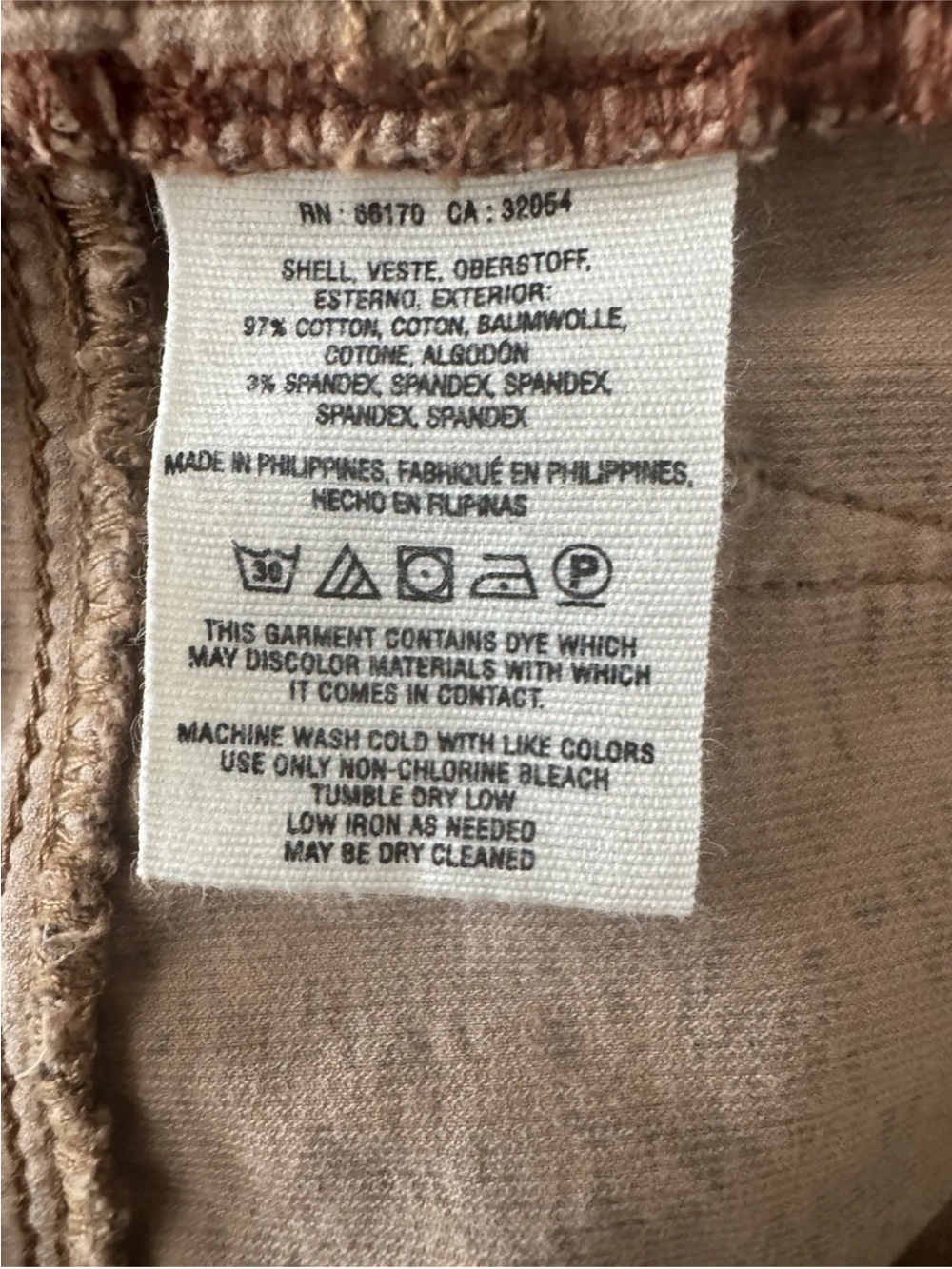 Anthropologie Pilcro Letterpress Serif Corduroy Pants 27 Low Rise Tan Tree Print - Picture 8 of 10